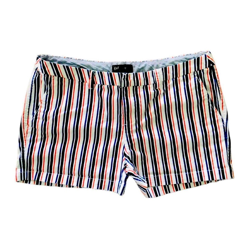 GEF France Women’s Size 12 Nautical Striped Cotton Blend Stretch Shorts